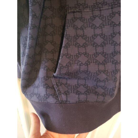 Puma X Dapper Dan Sweatshirt Jacket 1/4 Zip Navy All Over Logo Sz L Pockets - Picture 3 of 11